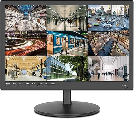 17inch Security Monitor,Wall-Mounted Monitors Supports USB/Full Format Video Playback,CCTV Monitors with AV/HDMI Input/VGA/Headphone Output,Built-in Speaker, Remote Control