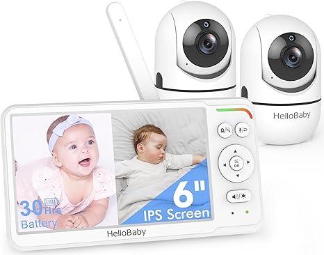 Baby Monitor 6" World First IPS Screen 30H Battery, Secure No WiFi, Pan Tilt Video Camera with Night Vision, VOX, 2-Way Talk, 1000ft, Portable Video Audio Monitor Ideal for Mom, Elderly, Pet