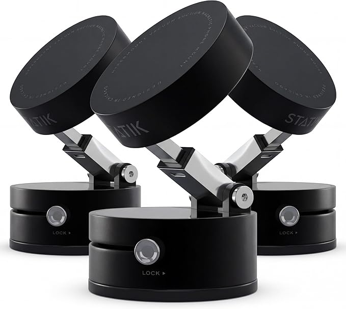 Magnetic Phone Holder, Vacuum Seal Car Phone Mount, Use on Any Surface, Compatible with Apple MagSafe and Magnetic Rings Included for Android Devices
