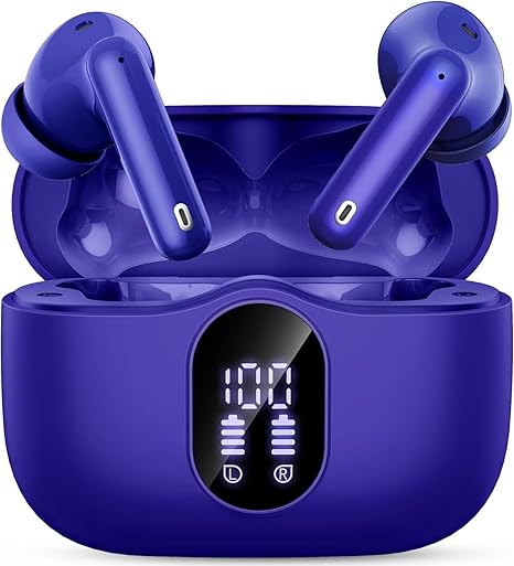 Wireless Earbuds, Bluetooth 5.4 Headphones in Ear with 4 ENC Noise Cancelling Mic, New Wireless Earphones HiFi Stereo Deep Bass 40H Playtime, In-Ear Bluetooth Earbuds LED Display IP7 Waterproof, USB-C