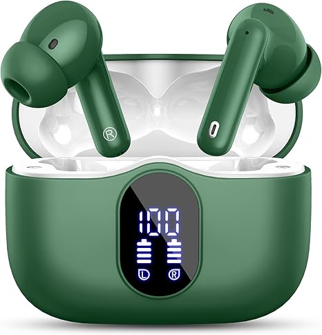 Wireless Earbuds, Bluetooth 5.4 Headphones in Ear with 4 ENC Noise Cancelling Mic, New Wireless Earphones HiFi Stereo Deep Bass 40H Playtime, In-Ear Bluetooth Earbuds LED Display IP7 Waterproof, USB-C