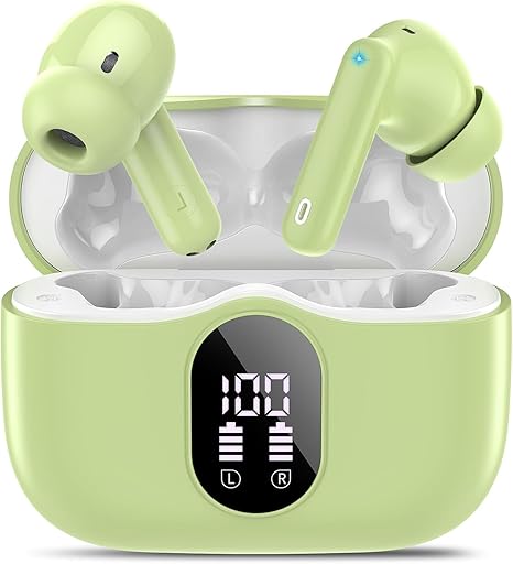 Wireless Earbuds, Bluetooth 5.4 Headphones in Ear with 4 ENC Noise Cancelling Mic, New Wireless Earphones HiFi Stereo Deep Bass 40H Playtime, In-Ear Bluetooth Earbuds LED Display IP7 Waterproof, USB-C