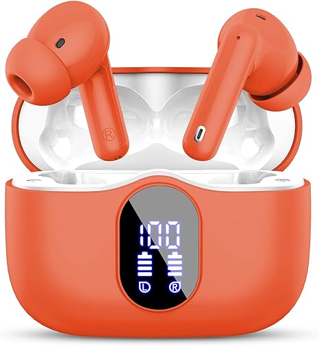 Wireless Earbuds, Bluetooth 5.4 Headphones in Ear with 4 ENC Noise Cancelling Mic, New Wireless Earphones HiFi Stereo Deep Bass 40H Playtime, In-Ear Bluetooth Earbuds LED Display IP7 Waterproof, USB-C