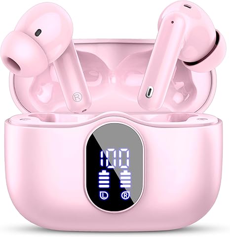 Wireless Earbuds, Bluetooth 5.4 Headphones in Ear with 4 ENC Noise Cancelling Mic, New Wireless Earphones HiFi Stereo Deep Bass 40H Playtime, In-Ear Bluetooth Earbuds LED Display IP7 Waterproof, USB-C
