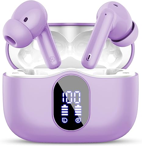 Wireless Earbuds, Bluetooth 5.4 Headphones in Ear with 4 ENC Noise Cancelling Mic, New Wireless Earphones HiFi Stereo Deep Bass 40H Playtime, In-Ear Bluetooth Earbuds LED Display IP7 Waterproof, USB-C