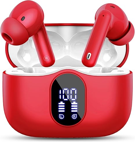 Wireless Earbuds, Bluetooth 5.4 Headphones in Ear with 4 ENC Noise Cancelling Mic, New Wireless Earphones HiFi Stereo Deep Bass 40H Playtime, In-Ear Bluetooth Earbuds LED Display IP7 Waterproof, USB-C