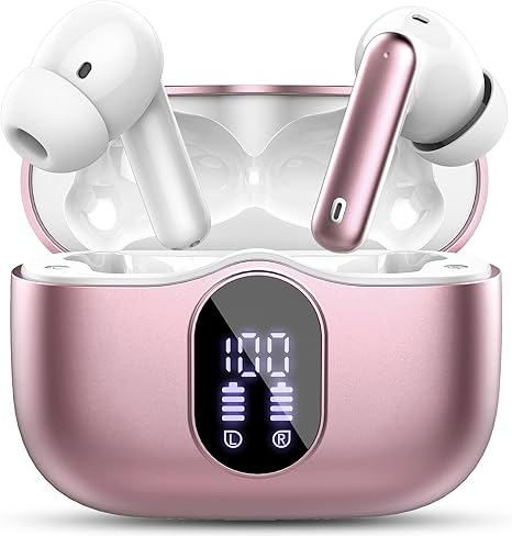 Wireless Earbuds, Bluetooth 5.4 Headphones in Ear with 4 ENC Noise Cancelling Mic, New Wireless Earphones HiFi Stereo Deep Bass 40H Playtime, In-Ear Bluetooth Earbuds LED Display IP7 Waterproof, USB-C