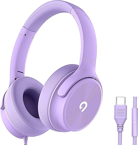 USB C Wired Over-Ear Headphones with Mic, Hi-Fi Stereo Sound, Noise-Isolating Ear Cups, Comfortable Fit for iPhone15/16, Samsung Galaxy S24/S23, Type-C Phones & Tablets