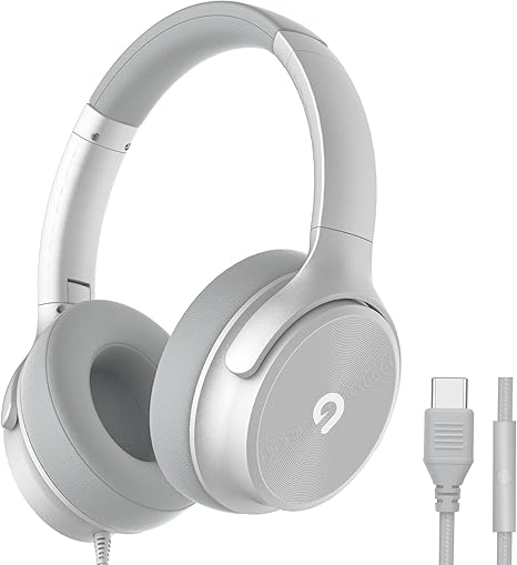 USB C Wired Over-Ear Headphones with Mic, Hi-Fi Stereo Sound, Noise-Isolating Ear Cups, Comfortable Fit for iPhone15/16, Samsung Galaxy S24/S23, Type-C Phones & Tablets