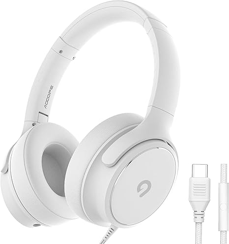 USB C Wired Over-Ear Headphones with Mic, Hi-Fi Stereo Sound, Noise-Isolating Ear Cups, Comfortable Fit for iPhone15/16, Samsung Galaxy S24/S23, Type-C Phones & Tablets