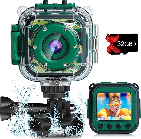 Waterproof Camera for Kids Action Video Digital Camera 1080 HD Toy Cameras for Boys Birthday Christmas New Year Gifts