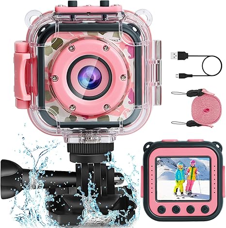 Waterproof Camera for Kids Action Video Digital Camera 1080 HD Toy Cameras for Boys Birthday Christmas New Year Gifts