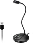 USB Microphone, 360 Degree Adjustable Gooseneck Design, Mute Button & LED Indicator, Noise-Canceling Technology, Plug & Play, Compatible with Windows & MacOS