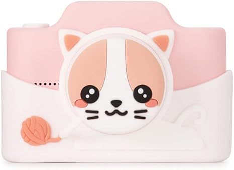 Kids Digital Camera & Video Camcorder with Touchscreen, Soft Silicone Casing, Detachable Lens Cap, 32GB Memory Card - Model K Meowie The Cat