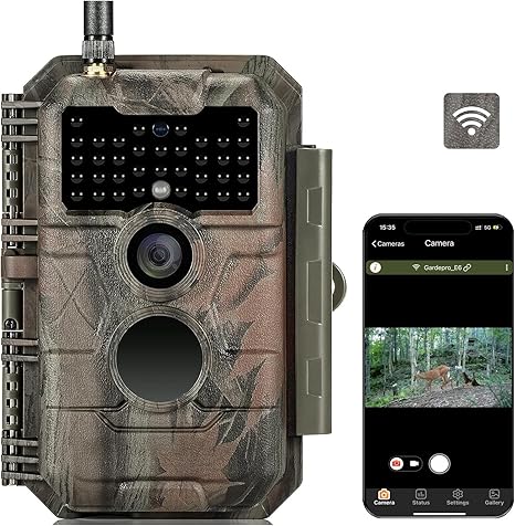 E6 WiFi Trail Camera (Non-Cellular), 48MP Photos, 1296P HD Video, App Control with Live View, 110ø Wide-Angle, No-Glow Night Vision, Motion Activated