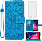 Phone Case for iPhone 7plus 8plus 7/8 Plus Wallet Cases with Tempered Glass Screen Protector Leather Flip Cover Card Holder Stand Cell Accessories