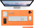 Large Leather Desk Pad Protector 27.5"x13.7",Non-Slip Durable Office Desk Mat for Writing, Computer, Laptop, Mouse Pad & Desktop Use,Desk Protector