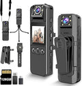 Body Camera with Audio and Video Recording, HD 1080P Body Cam with 180ø Rotating Lens, 6HR Battery, IR Cut Auto Night Vision, 128GB Body Worn Camcorder, for Personal Civilians, Police Law Enforcement
