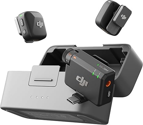 Mic Mini (2 TX + 1 RX + Charging Case), Wireless Lavalier Microphone for iPhone/Camera/Android, Ultralight, Detail-Rich Audio, 48h Use, Noise Cancelling, Automatic Limiting, Vlog, Streaming