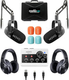 Portable Podcast Equipment Bundle for iPhone/Android Phones- Podcast Kit with Audio Interface, 2 CastMic Dynamic Mics, 2 Table Stands - For Smartphones, Computers, PC, Mac - Lightning, USB, USB-C