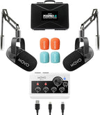 Portable Podcast Equipment Bundle for iPhone/Android Phones- Podcast Kit with Audio Interface, 2 CastMic Dynamic Mics, 2 Table Stands - For Smartphones, Computers, PC, Mac - Lightning, USB, USB-C