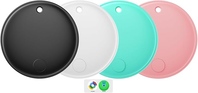 Dual Platform (for iOS and Android) Smart Tag Tracker, 4 Pack Dual System Air Tracker Tag Compatible with Apple Find My or Google Find Hub APP, Keys Finder, Item Locator with Waterproof&Light