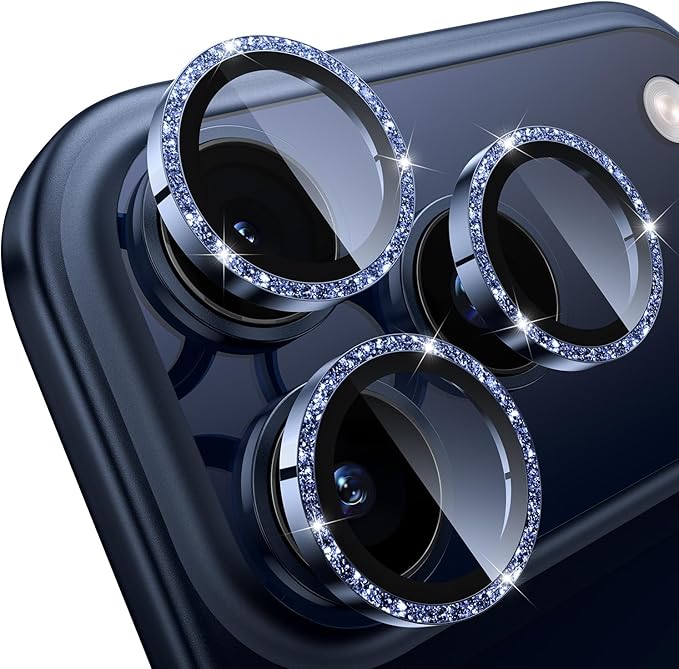 iPhone 17 Pro/iPhone 17 Pro Max Camera Lens Protector - Glitter Silver