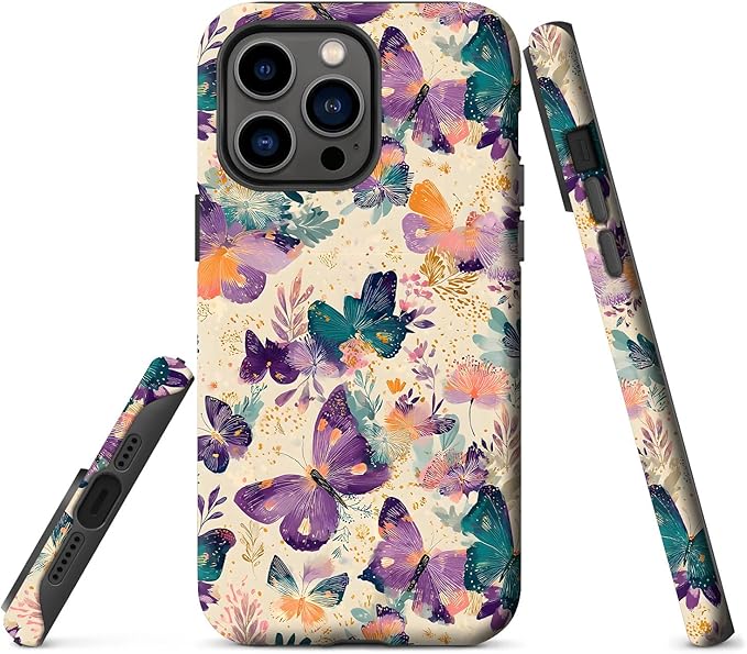 Purple Butterfly Phone Case for iPhone 16 Pro Max Case?The Beautiful and Colorful Butterflies