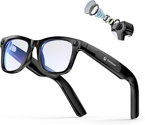 Smart Camera Glasses, 8MP Resolution Supporting 1080P HD Video Recording, Supports Photo/Video/Audio Recording, 410mAh Battery, with AI Assistant/AI Translation/Bluetooth Calling