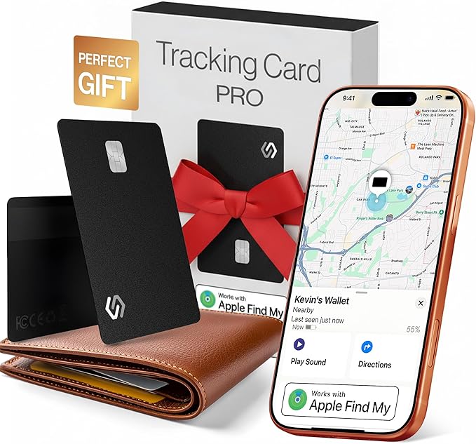 Credit Card Wallet Tracker PRO Pink (iOS Only) 0.07in Works with Apple Find My Rechargeable Tracking Card for Women IP68 Slim Item Finder