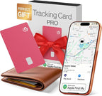 Credit Card Wallet Tracker PRO Pink (iOS Only) 0.07in Works with Apple Find My Rechargeable Tracking Card for Women IP68 Slim Item Finder