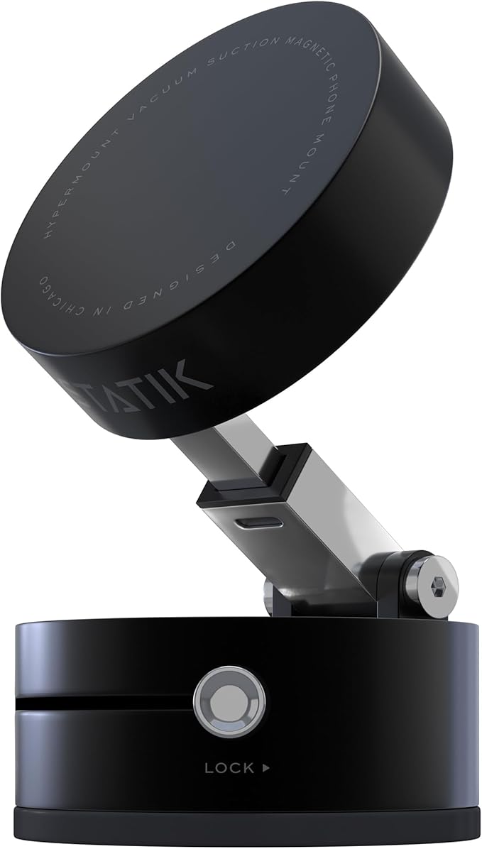 Magnetic Phone Holder, Vacuum Seal Car Phone Mount, Use on Any Surface, Compatible with Apple MagSafe and Magnetic Rings Included for Android Devices