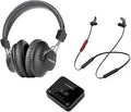 Dual Wireless Headphones & Earbuds Set for TV Watching with Bluetooth Transmitter, Personalized Volume Control, Plug-n-Play, No Audio Delay