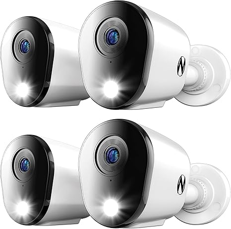 Add On Wired 4K HD Indoor/Outdoor Deterrence Cameras with 2-Way Audio (4-Pack) (Requires Compatible DVR - Sold Separately) (4 Camera)