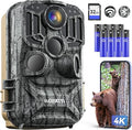 Trail Camera 48MP 4K Game Camera with 8 Batteries 32GB SD Card,WiFi Bluetooth Connection,Trail Cameras with Night Vision Motion Activated Waterproof for Wildlife Deer Outdoor 0.1s Trigger Time