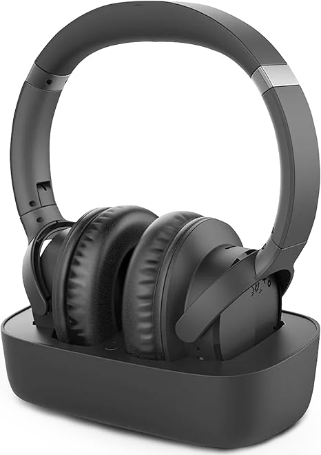 Wireless Headphones for TV Watching for Seniors, Easy Setup & Charging Dock, 35H Play Time, Comfortable, Works with Optical, AUX & Bluetooth TVs