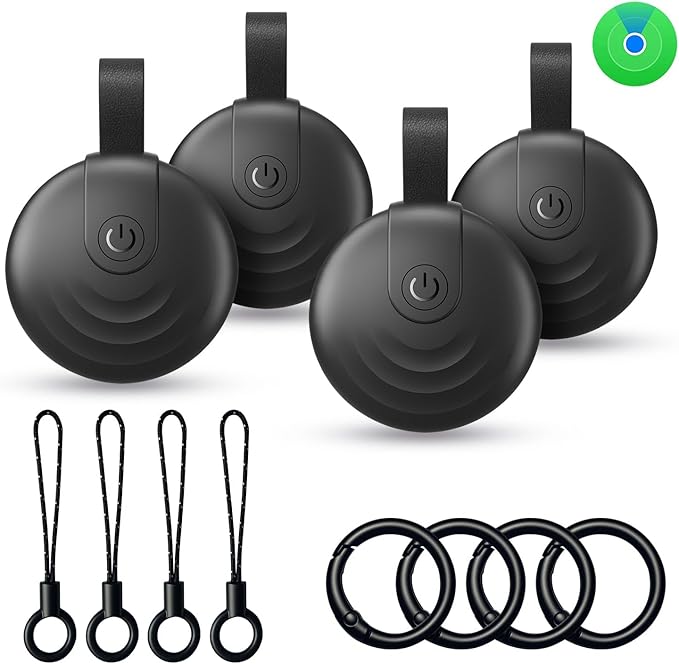 Air Tracker Tags (iOS Only) 4 Pack: Bluetooth Item Finder with Apple Find My APP, Item Locator for Keys Finder, Bags Wallets Anti-Loss, IP68 Waterproof Smart Tag