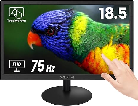18.5 Inch Touchscreen Monitor HD 1366x768, VESA Wall Mountable, 10-Points Computer Touch Screen PC Display with Type-B HDMI VGA Port, 75Hz Desktop Touch Display