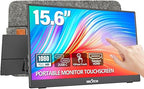 Portable Monitor 15.6" 1080P for Laptop with Protective Sleeve, Built-in 90ø Adjustable Stand USB C HDMI Ultra-Slim Portable Laptop Monitor for MacBook Phone PS Xbox Switch