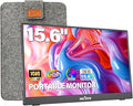 Portable Monitor 15.6" 1080P for Laptop with Protective Sleeve, Built-in 90ø Adjustable Stand USB C HDMI Ultra-Slim Portable Laptop Monitor for MacBook Phone PS Xbox Switch