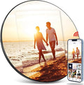 Digital Mirror Picture Frame, Touch Screen Smart WiFi Round Photo Frame Electronic, 32GB Storage, Share Photos and Video with App, Circle Vanity Mirror for Desk, Wall, Room D‚cor