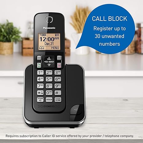 KX-TGC384 Cordless Phone System with 4 Handsets - Black