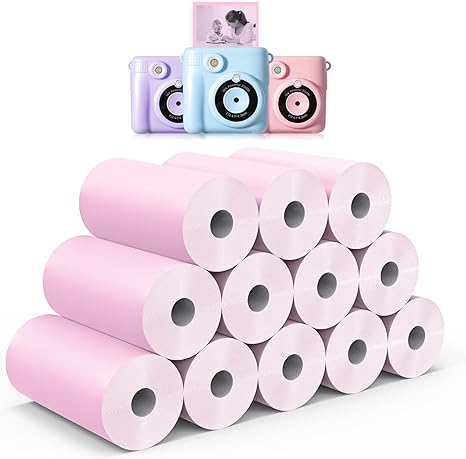 12 Rolls Instant Print Camera for Kids Refill Print Paper - Hikkon Thermal Print Paper Rolls Photo Print HD Printing for Most Kids Instant Camera - Paper Only(White-12)