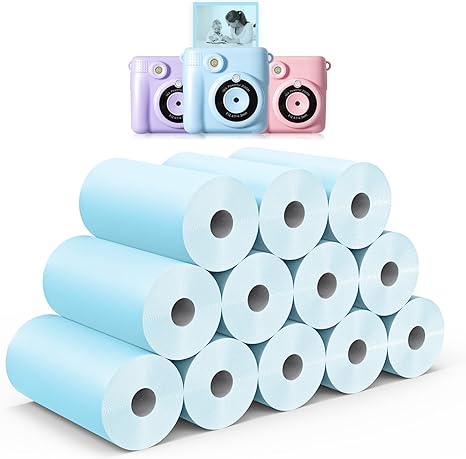 12 Rolls Instant Print Camera for Kids Refill Print Paper - Hikkon Thermal Print Paper Rolls Photo Print HD Printing for Most Kids Instant Camera - Paper Only(White-12)