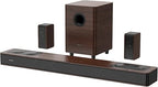 Wooden 5.1.2 Virtual Surround Sound System, 4 Surround Speakers Wired, 400W Peak Power, Sound Bars for Smart TV w/Subwoofer, 5.25'' Deep Bass, Home Theater TV System, ARC/OPT/BT/AUX, HiPulse N512