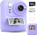 Kids Instant Print Camera Toys,1080P HD Toddler Digital Video Camera,Christmas Birthday Gifts for Girls Boys Age 3-12 Year Old - 32G SD Card Included