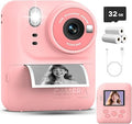 Kids Instant Print Camera Toys,1080P HD Toddler Digital Video Camera,Christmas Birthday Gifts for Girls Boys Age 3-12 Year Old - 32G SD Card Included