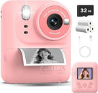Kids Instant Print Camera Toys,1080P HD Toddler Digital Video Camera,Christmas Birthday Gifts for Girls Boys Age 3-12 Year Old - 32G SD Card Included