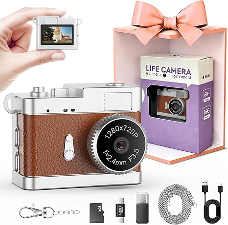 Mini Keychain Camera-2MP HD Mini Digital Camera with 16GB Card&Cool Keychains,Instant Photos&Video Anywhere,Suitable for Children/Adults,Collectible Gift for Travel,Gathering&Holiday Gift