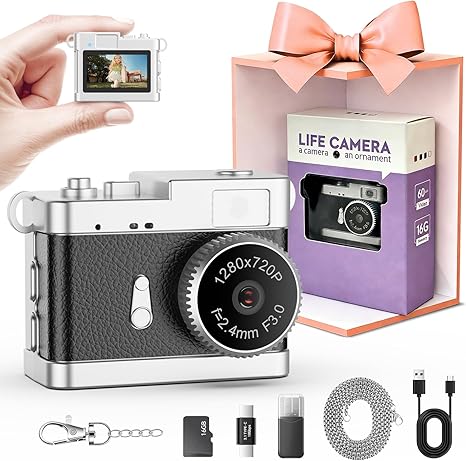 Mini Keychain Camera-2MP HD Mini Digital Camera with 16GB Card&Cool Keychains,Instant Photos&Video Anywhere,Suitable for Children/Adults,Collectible Gift for Travel,Gathering&Holiday Gift